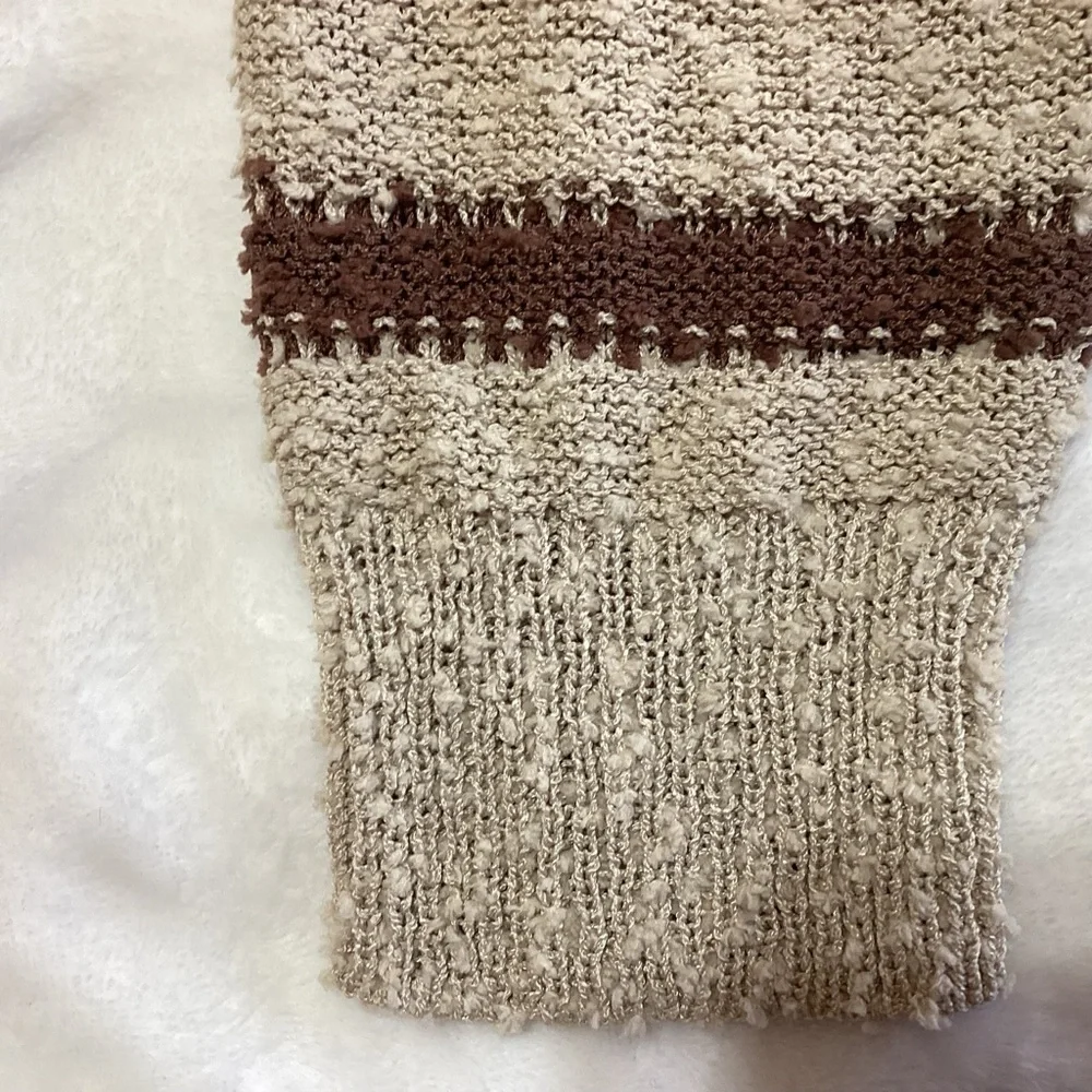 NEW Mason & Belle Striped Sweater Size Large Multicolor Brown Tan